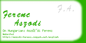 ferenc aszodi business card